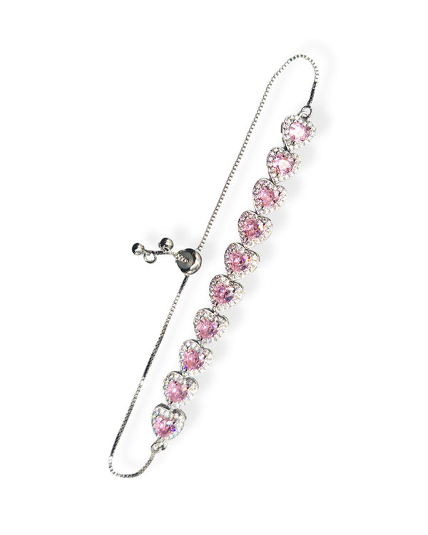 Bracelet With Pink Heart Gems Inspired by Blackpink - Nikaneko