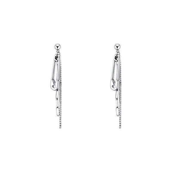 Earrings Safety Pins With Chains - Nikaneko