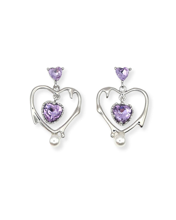 Earrings Purple Hearts Inspired by BTS - Nikaneko